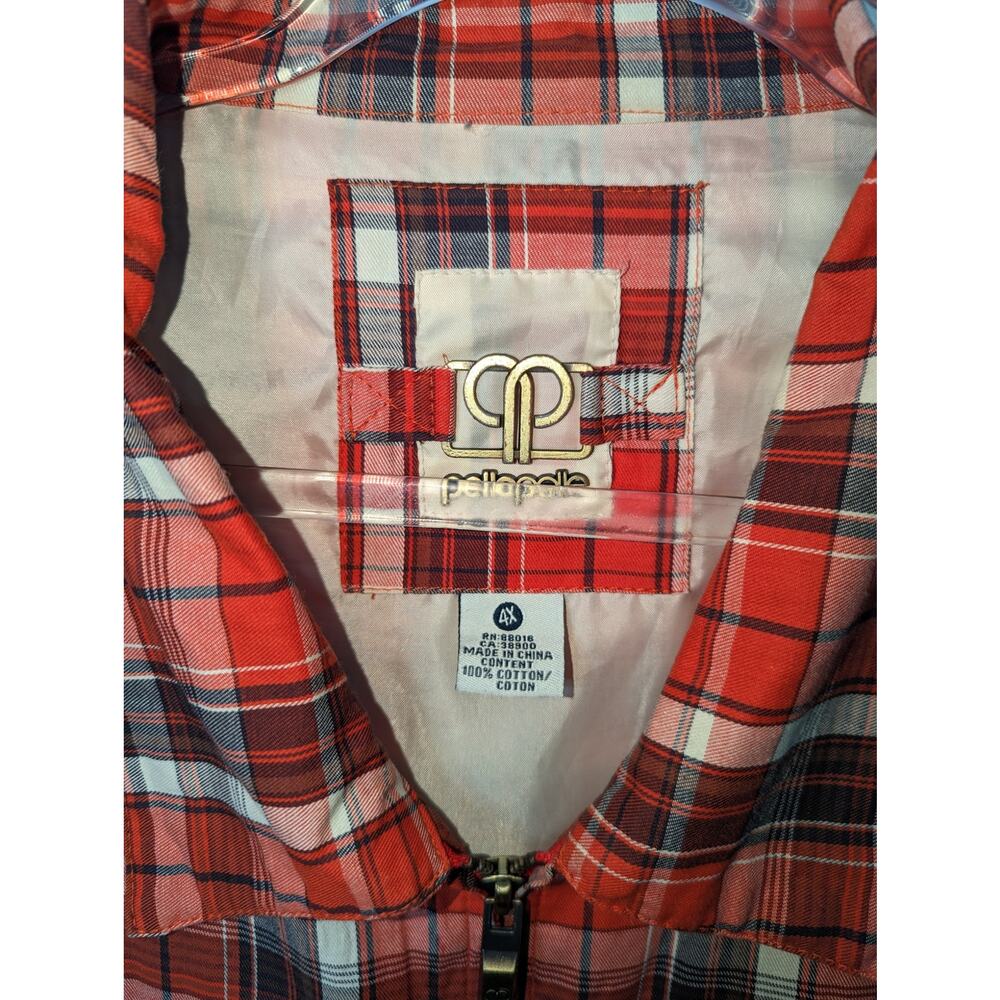Pelle Pelle Vintage Plaid Zip Front Windebreaker Jacket  Orange Brown Gray 4X - Picture 3 of 11